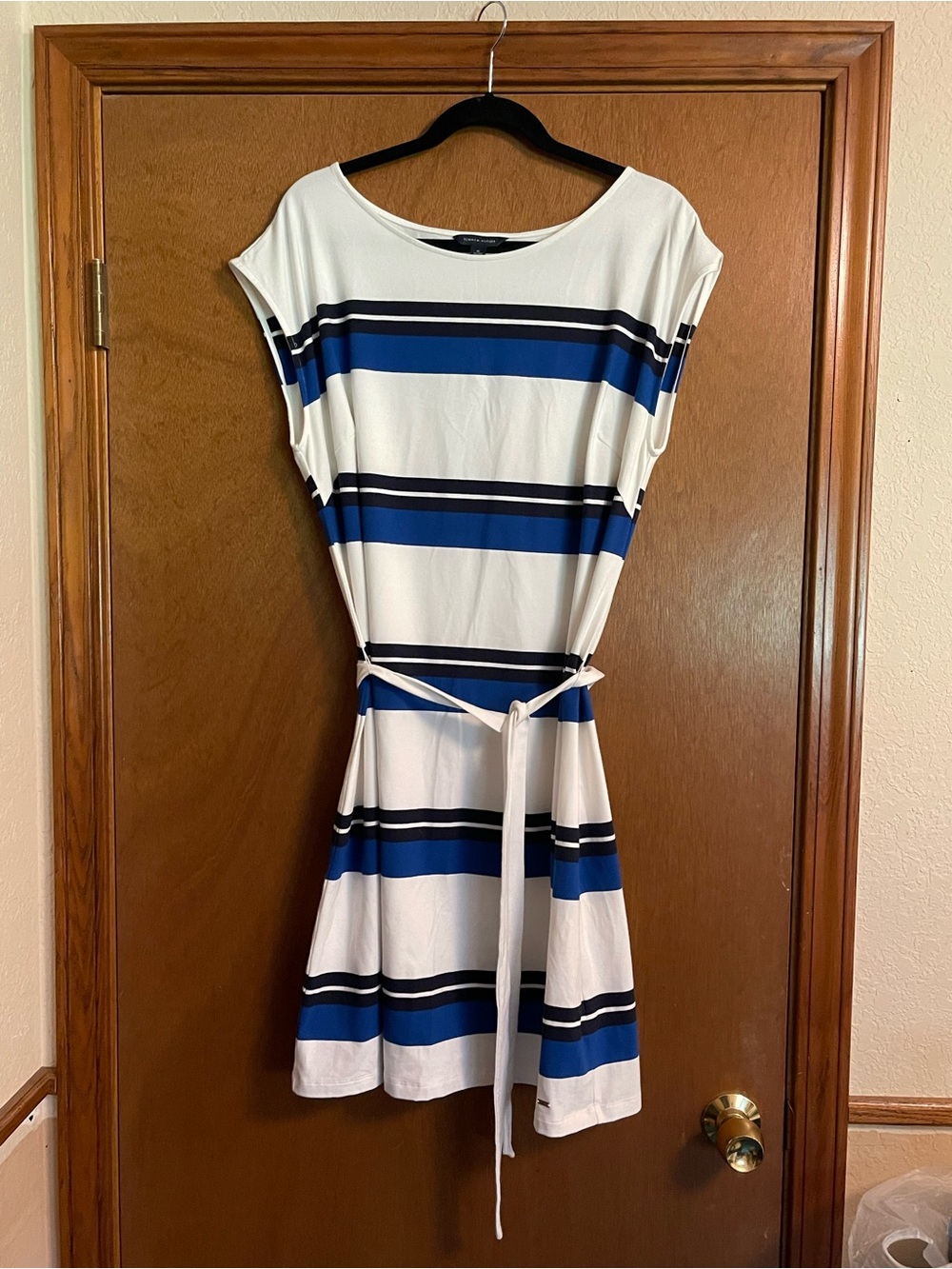 Tommy Hilfiger White Dress with Blue and Navy Stripes